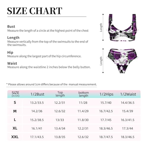 Maillot de bain 2 pièces squelette rose violet galbant et confortable