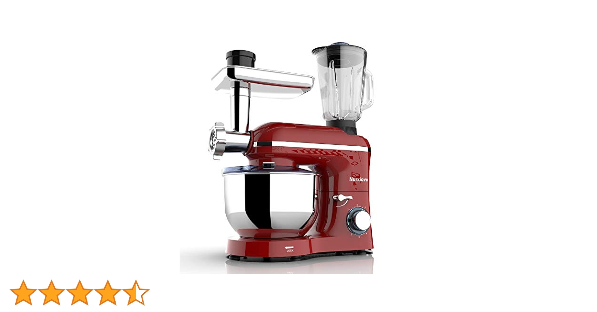 Nurxiovo   ヌルシヴォ　スタンドミキサー 1518-BM プロ6.1L Nurxiovo Pro Heavy Duty 3 in 1 Electric Stand Mixer, 850W