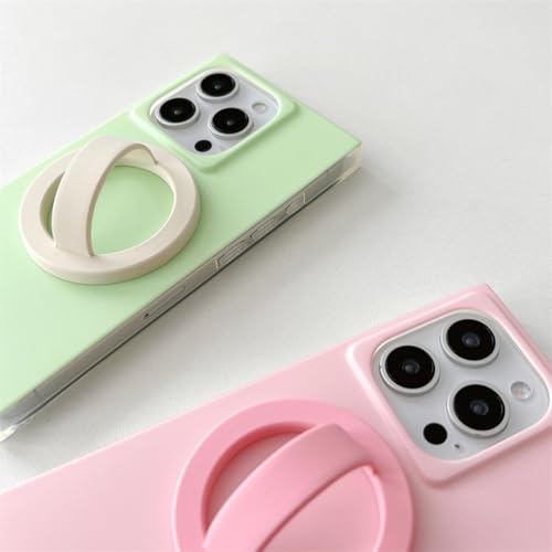 Coque iPhone 15 Pro vert menthe avec support magnétique silicone antichoc