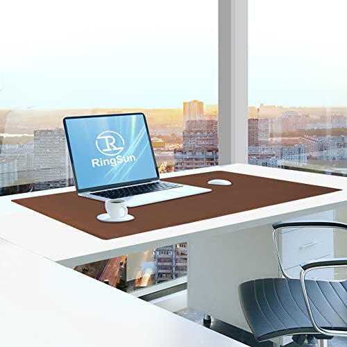 Ringsun 31"X15.5" Genuine Leather Desk Pad Protector, Full Grain Leather Desk Mat On Top Of Desk, Mouse Pads For Desk Dual-Sided Large Leather Desktop Blotter Mats For Keyboard And Mouse #TOP6