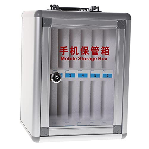 GANAZONO Mobile Phone Storage Cabinet 12-Slot Wall-Mounted Aluminum Alloy Holder Lock for Classroom and Office Use