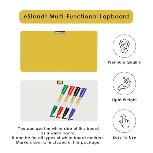 Image of Lap Board for Study | Home | Dining | Office | Laptop | Computer Desk | Reading & Writing | Multi-Purpose | Made in India | (Yellow, Lap Board 12 inchX23 inch Yellow)