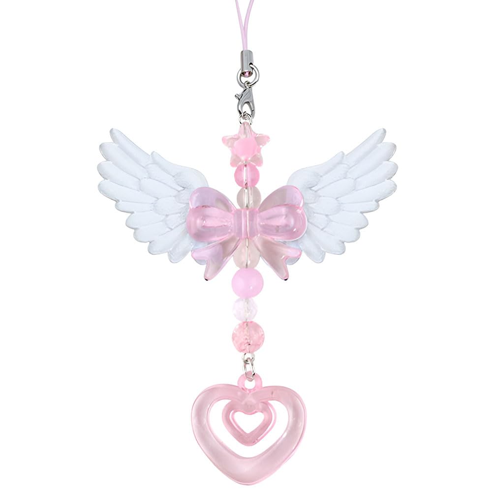 Pink Star Heart Phone Charms Strap Kawaii Bow Phone Charm Cute Beaded CellPhones Case Chain Bag Charms for Backpack Hangbag Car Key Cellphone Accessories Aesthetic Cellphone Charm for Women-image-0
