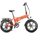 VITILAN V3 Bici Elettrica Pieghevole, E-Bike da 624Wh 13Ah Batteria Rimovibile,Pedalata Assistita per 60-80 km,7 Velocità,Massima 25 km/h, Display LCD a Colori, 20"×4.0" Fat Tire (Arancione)