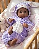 Aori Black Baby Dolls Realistic,17-inch Lifelike Soft Body Baby Girl That Look Real with Feeding Kit Included, Ideal Gift for Kids, Birthday, Pretend Play
