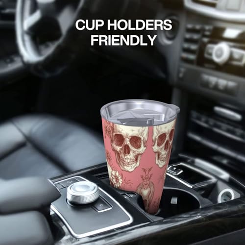 DFJMASFKOL Tasse de voyage en acier inoxydable motif de têtes de mort roses pour employés de bureau (9 à 5) 8,7 x 11,2 cm – vue 8
