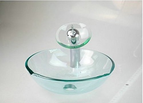 Lavabo en verre et robinet complet pour rénover une salle de bain