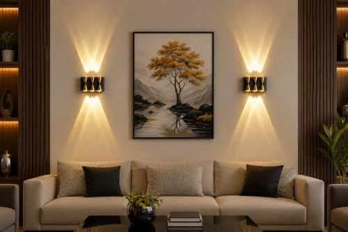 Image of fizzytech 18W LED Up & Down Wall Light, Modern Aluminum Decorative Wall Lamp with Warm White Lighting for Living Room, Bedroom, Hallway & Staircase, Pack of 2