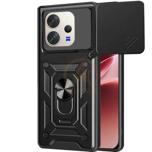 Image of Armor Bumper Back Cover Case for Vivo V70 5G / V70 Elite 5G | Rotating Camera Cover, Ring Holder & Kickstand | Heavy Duty & 360 Degree Protection Vivo V70 5G / V70 Elite 5G Back Cover (Black)