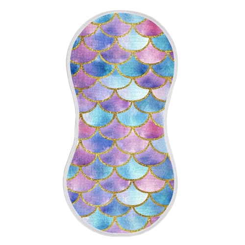 xigua Scallop Scales Baby Burp Cloths for Newborn Boys and Girls 2 Pack, Soft & Absorbent Cotton Baby Burp Cloth, Baby Washcloths, Newborn Towel, Burp Rags