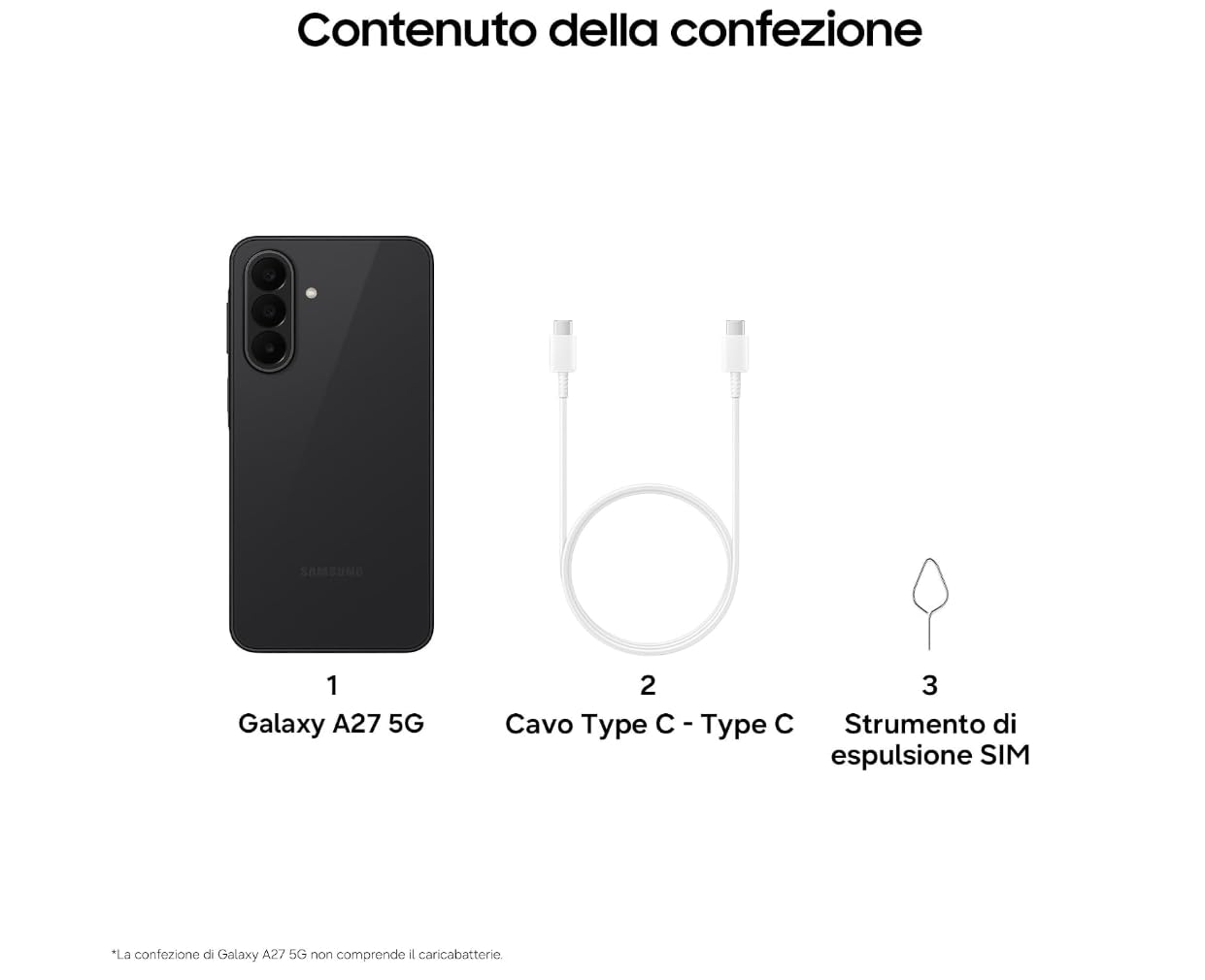 Samsung Galaxy A27 5G, 256GB, RAM 8GB, Black - Garanzia 2 Anni | 2 anni di Garanzia, Smartphone sottile, Cerchia e Cerca, Gomma Oggetto, Trascrizione Vocale, Tripla Camera, IP64, 5.000 mAh