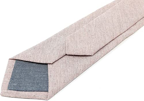 Image of Men's Chambray Cotton Skinny Necktie Tie Textured Distressed Style - 2.5 inch Width