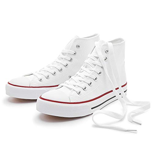 Womens High Top Canvas Sneakers Classic Fashion Sneaker Casual Shoesï¼ˆWhite.9ï¼‰