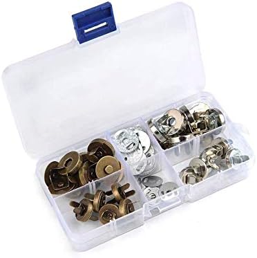 Valeny Magnetic Snaps Buttons 14/18mm 20 Sets Fast Clasps Fasteners for Purses Handbag with Storage Box