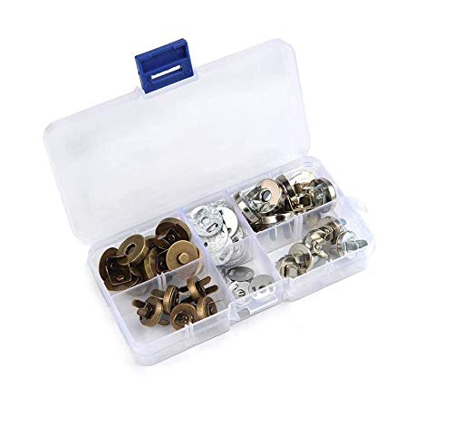 20 Sets Fermoirs Magnétiques pour Sac, 14mm/18mm Fermoir Magnétique Bouton Pression Circulaire Aimantent pour Sac en Tissu, Vêtements en Cuir à Coudre, Craft DIY, Portefeuille en Cuir Ect Cover