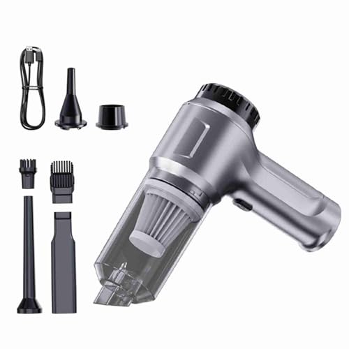 RASTKY Nettoyeur de Voiture 4 en 1 Haute Puissance, Moteur sans Balais à Forte Aspiration, Mini Aspirateur à Main pour Voiture et Usage Domestique (Argent et Gris)