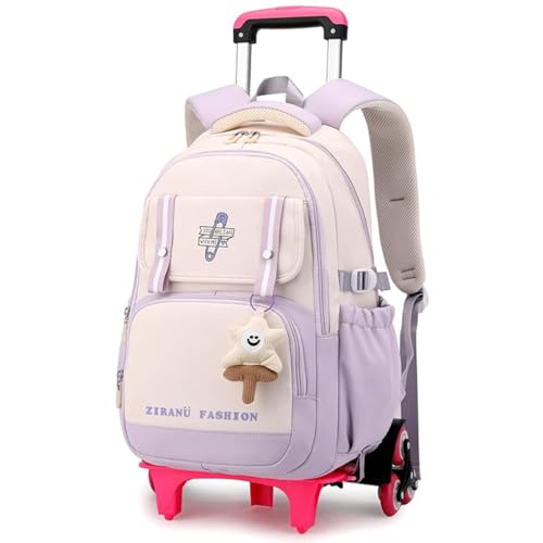 Image of PALAY School Bag for Girls Backpack with 6 Wheels Robust Children's School Bag with Wheels for Girls, Removable Trolley School Backpack with Pendant for School Travel