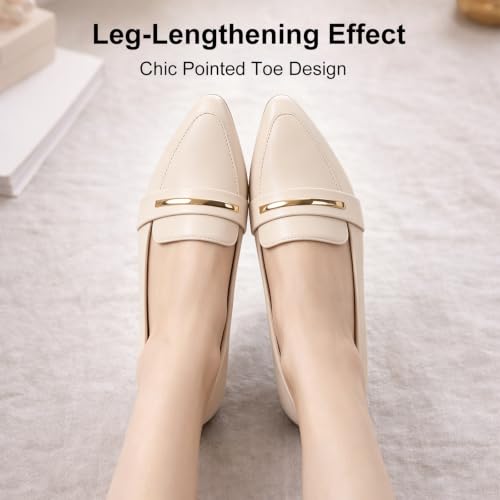 Image of MUSSHOE Loafers for Women Pointed Toe: Dressy Gold Bit Flats, Suede BusinessCasual Slip On Shoes for Office Work,Interview & Teacher