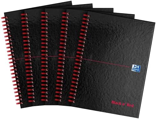 Oxford Black & Red Wirebound A5 Hardback Notebook - 140 Ruled Perforated Pages, Scribzee App Enabled