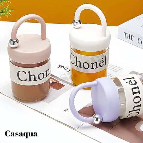 Image of Glass Water Mug with Silicone Sleeve & Handle - 500ml, Set of 1, Leakproof Portable Drinking Jar, Reusable Clear Glass Tumbler for Water, Juice, Coffee, Office, Gym & Travel