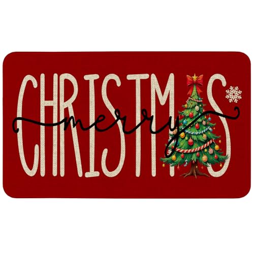 Ideasonna Red Merry Christmas Door Mat Outdoor...
