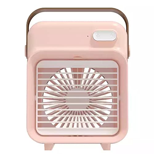 Genérico Ventilador De Aire Acondicionado Portátil, Ventilador De Nebulización con USB, Tres Niveles De Velocidad 2400 Mah, Mini Enfriador De Mesa, Ventilador para Uso En Oficina (Pink)