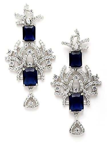 Image of Karatcart Silver Tone Green American Diamond Studded Necklace Set for Women