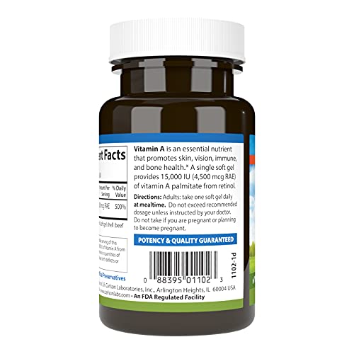 Carlson - Vitamin A, 15000 Iu Palmitate (4500 Mcg Rae), Vision Health & Healthy Skin, Immune Function, 240 Softgels #TOP2