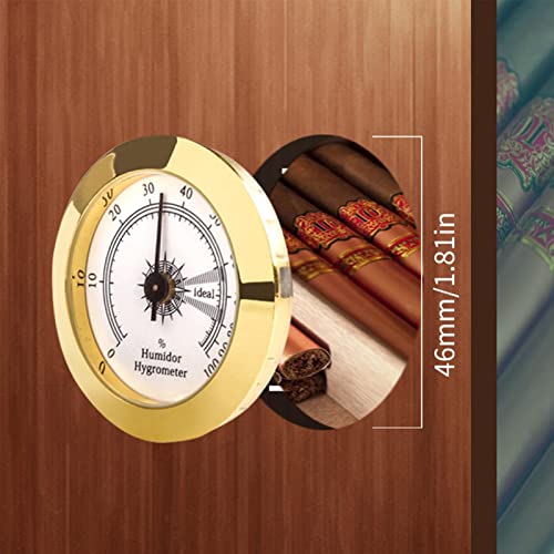 Higrômetro latão,Medidor ucharutos vidro redondo ouro - Higrômetro redondo para charutos umidor mecâ