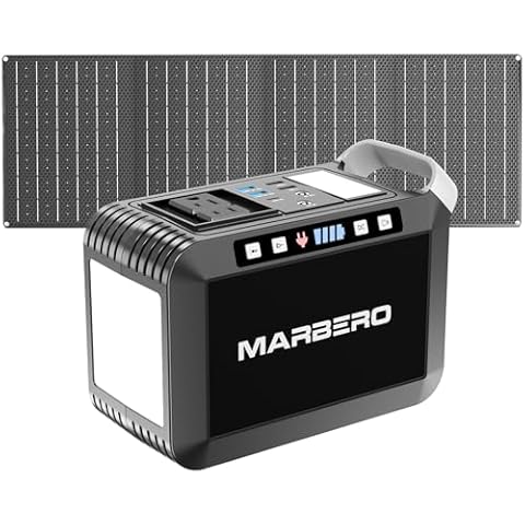 MARBERO 148Wh Solar Generator with Panels Included, 200W Portable Power Station with Solar Panel Foldable 40W Set for Camping Outdoor Hiking Fishing Emergency Backup Cover