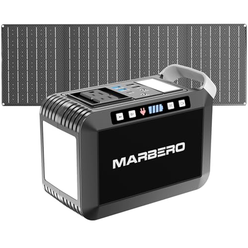 MARBERO Solar Generator 148Wh Portable Power Station with Solar Panel 40W Included Solar Power Bank with AC Outlet 200W Surge for Home Outages Camping Outdoor Adventure Emergency