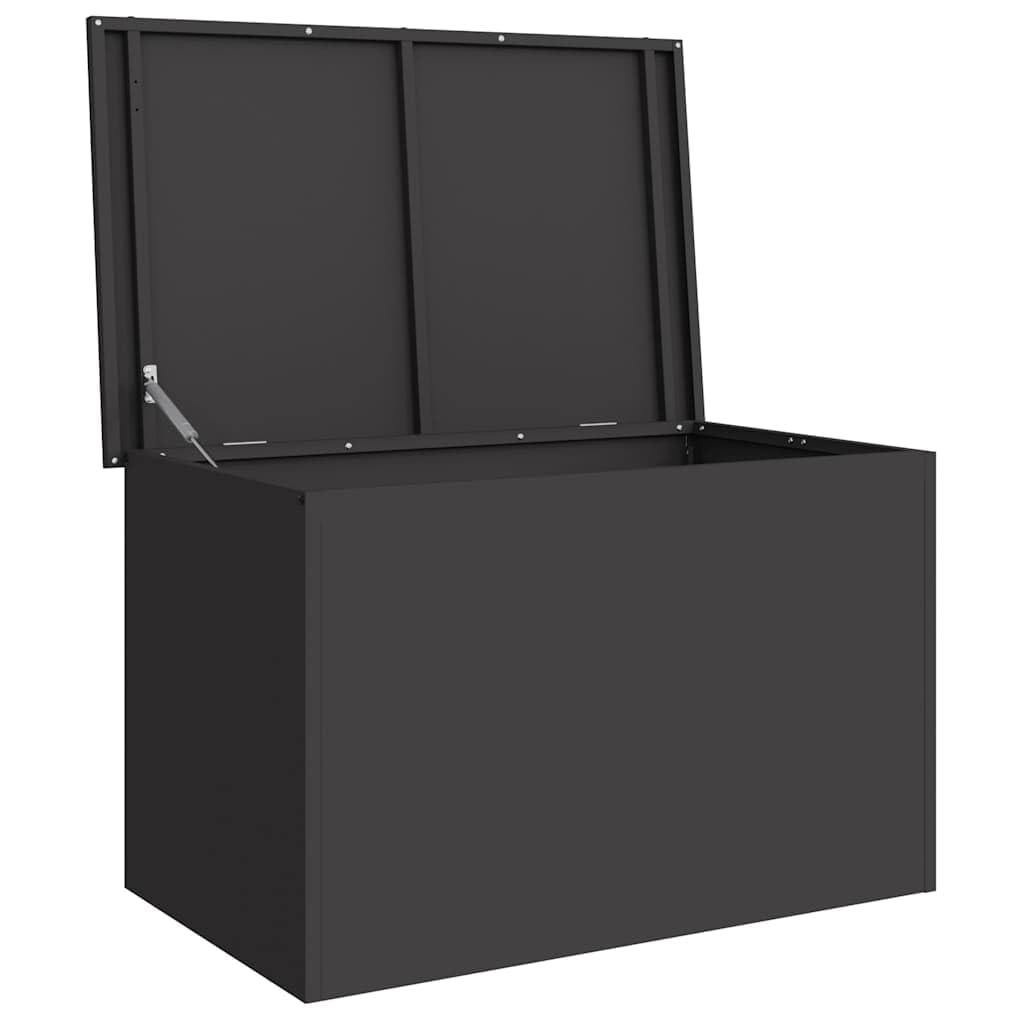 vidaXL Außenlagerbox Schwarz 80 x 50,5 x 50 cm Stahl, Garten- und Terrassenlager, wetterfeste Box, robuster MetalOrganizer, rechteckiger Industrieschrank
