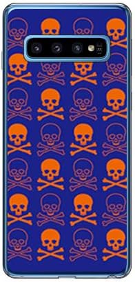 SECOND SKIN スカル ネイビー&times;オレンジ （ソフトTPUクリア） / for Galaxy S10 SCV41・SC-03