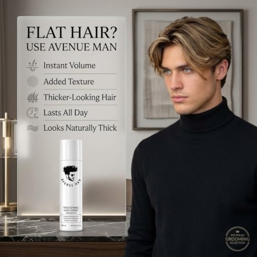 Image of Avenue Man Hair Thickening Spray for Men - Unscented Texturizing Spray for Men - Instant Volume, Strong Hold & All-Day Control - Lightweight & Easy Rinse Formula Mens Hairspray Extra Hold - 8.5 oz
