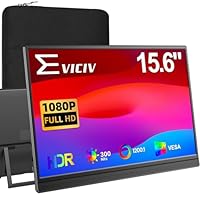 EVICIV Portable Monitor 15.6" 1080P, FHD Travel Monitor for Laptop, HDR Portable Screen w/VESA & Kickstand/Case, USB-C Mini HDMI External Screen for Laptop/PC/Phone, Compatible with PS4/5/Xbox/Switch