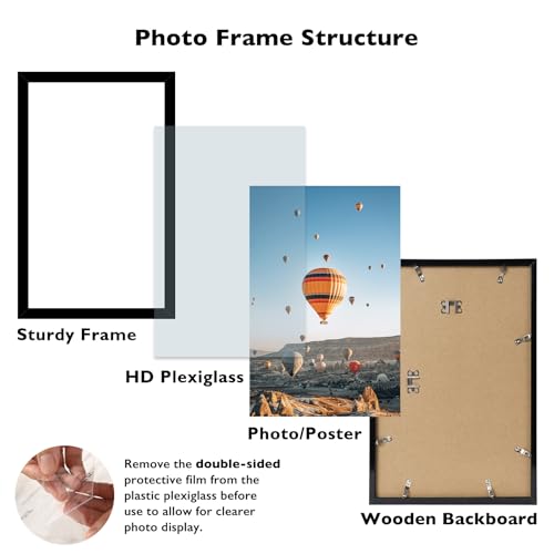 Image of JCJMY 13x22 Picture Frame Black for Poster Photo Picture, Horizontal and Vertical Formats for Wall Hanging, 13 x 22 Wall Gallery Poster Photo Frame for 13 by 22 Photos Posters, Black