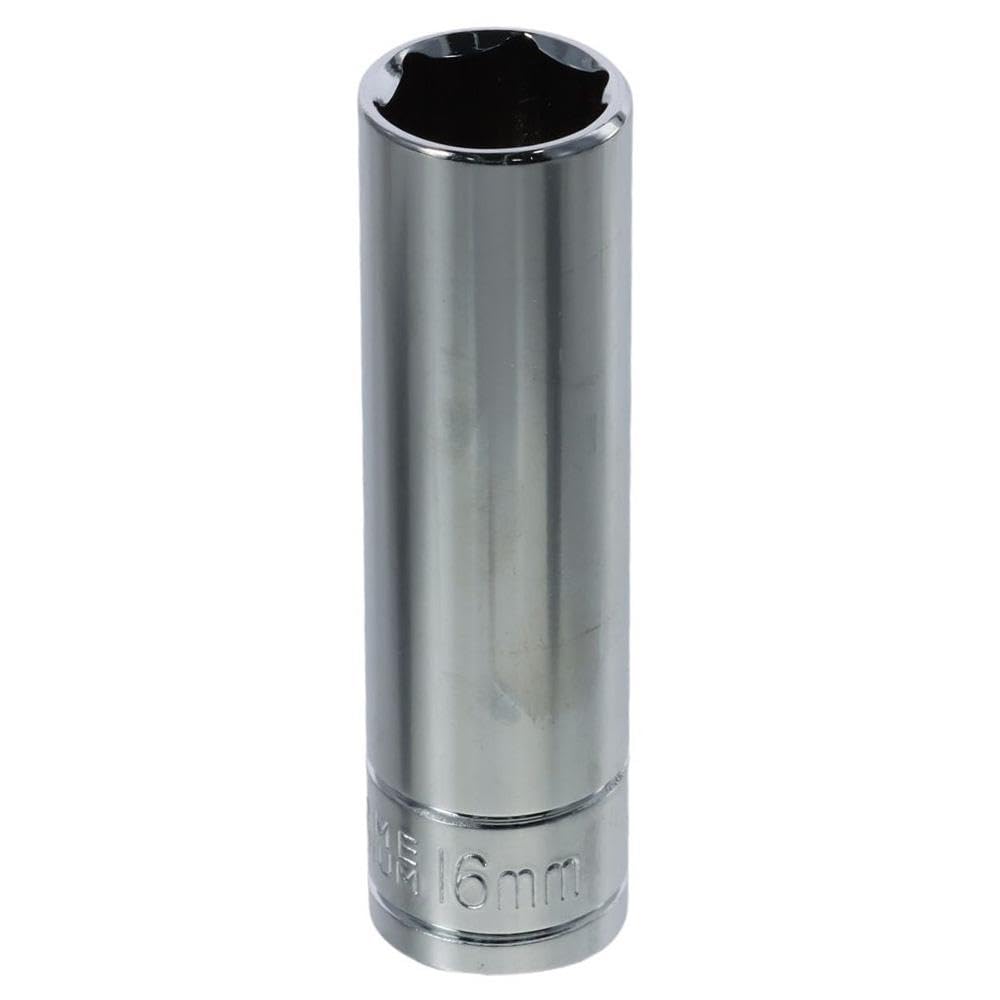 iuniq1/2 Inch Drive Polished Chrome Plating Drive Socket Set, 16mm Silver Antimagnetic Chrome-vanadium Steel Wrench Head for Handwork