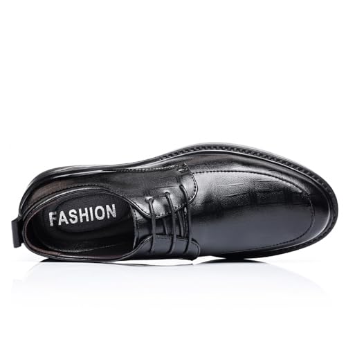 Image of Men's Dress Shoes Casual Oxford Lace-up Fashion Business Formal Shoes Black 44