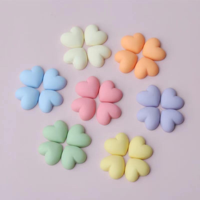 100 Pcs Colorful Heart Resin Charms Flatback Buttons Beads,DIY Crafts Decor Flat Back Cabochons Scrapbooking Valentine Vase Filler Embellishments for Card Making Cell Phone Decoration - Image 3