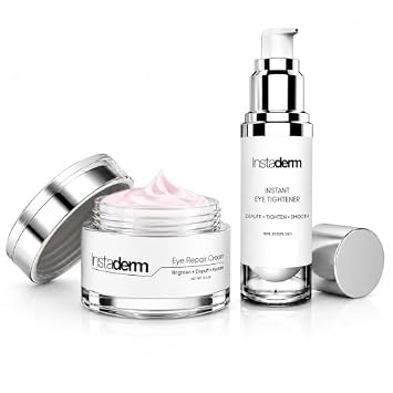 Eye Care Set Instant Eye Tightener & Eye Repair Cream Helps Smooth the Look of Under Eye Bags, Puffiness, Dark Circles, Fine Lines & Wrinkles Depuff, Tighten, Brighten & Hydrate