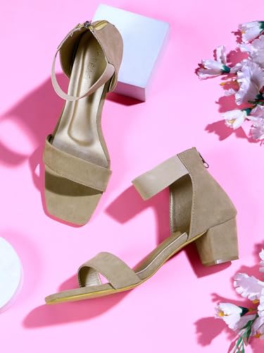 Image of TRASE Fancy And Comfortable Block Heel Sandals With Ankle Strap For Women And Girls - Women Footwear Heels - Stylish Block Heel Sandals For Women - Comfortable Ladies Heel Sandal