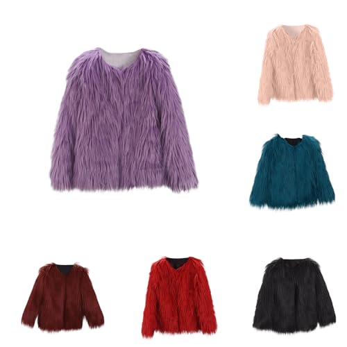 Girls Faux Furry Jacket Coat Kids Fall Winter Thick Furry Fashion Fuzzy Warm Outwear Tops Clothes