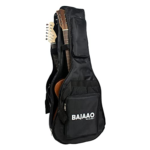 Image of Bajaao ABS Guitar Bag Dual Guitar Gig Bag With 12Mm Padding For One Acoustic & One Electric Guitar, Black