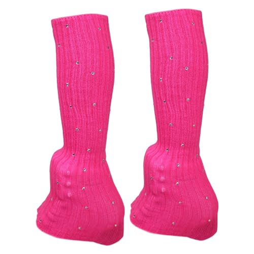 Aymzbd Ice Skating Leg Warmers Knit Long Leg Warmers Decor Fashion Supplies Keep Warm Ice Figure Skating Socks for Sports Dance, Rose Red