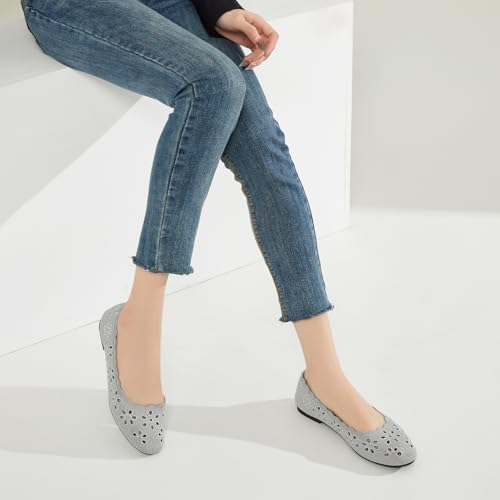 Image of BABUDOG Mesh Ballet Flats Shoes for Women,Womens Flats Dressy Comfortable,Women's Dress Shoes with Flower Eyelets,Slip on Casual Walking Flats