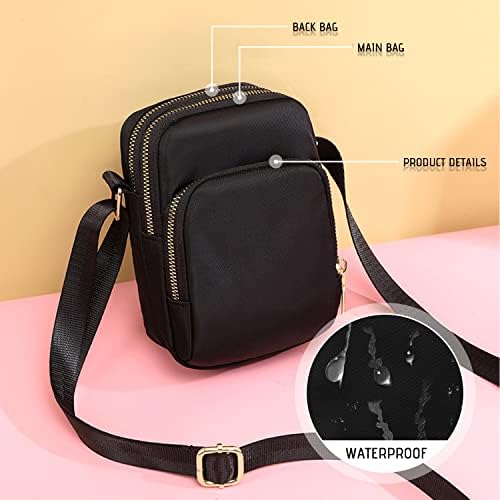 QEEQPF 1 Pc Cross Body Phone Bag with 1 Pc Key Chain, Black Casual