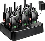 Retevis H777H Walkie Talkie, Radio Bidirezionale con Caricabatterie a Sei Vie, Display Nascosto, Durata della Batteria 19H, VOX, Ricetrasmittenti per Scuola, Supermercato, Ristorante (Nero, 6 Pezzi)