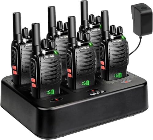 Retevis H777H Talkie Walkie, Talkie-Walkie avec écran, Talkie Walkies Rechargeable avec Chargeur à 6 Emplacements, Walkie Talkie Professionnel pour...