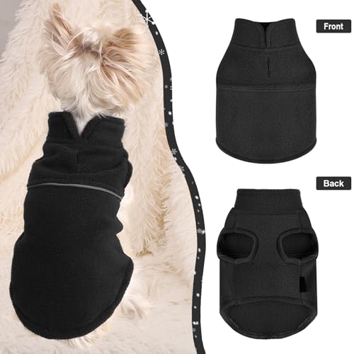 Image of Dog Clothes for Small Dogs Fleece Vest Dog Sweater Boy Girl, Warm Pullover Fleece Doggie Jacket, Winter Pet Ourfit Chihuahua Sweater - Yorkie Clothes (Black, XX-Small)