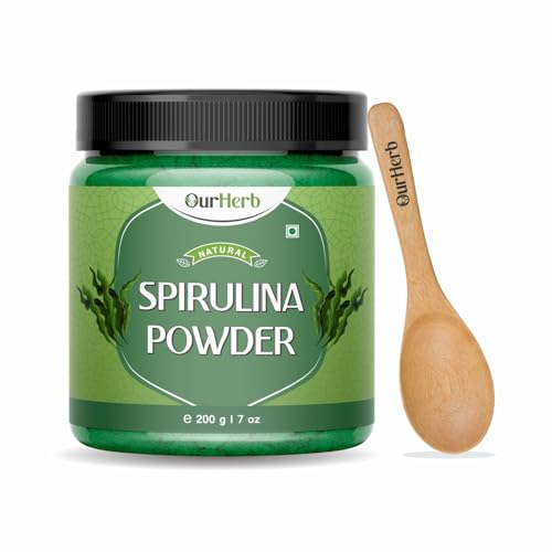 Image of Spirulina Powder (200g | 7 oz) | For Men & Women | Natural Superfood | Support Digestion & Skin health | Rich in Protein, Vitamins & Minerals | Boost Energy & Immunity with Spoon.